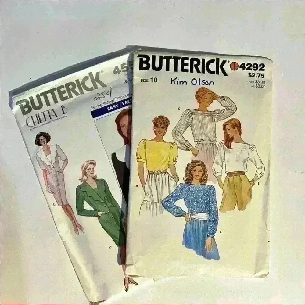 Butterick 4292 Size 10 Blouse & 4558 Misses Dress Size 6-10 Sewing Patterns